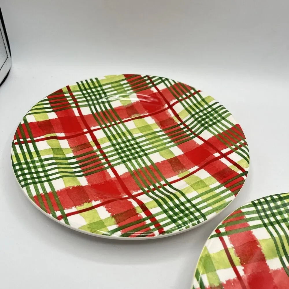 Pier 1 Ironstone Christmas Holiday Plaid 8.75